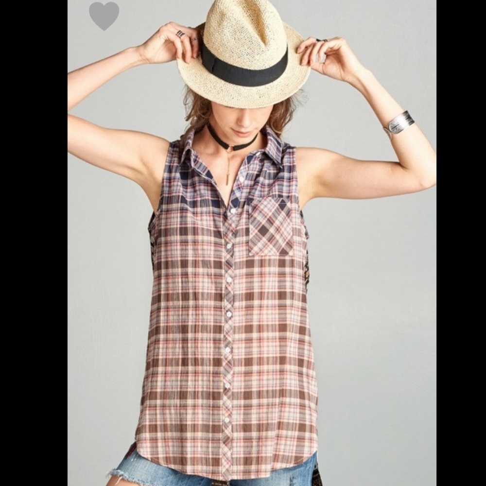 Boho High-Low Button-Up Blouse